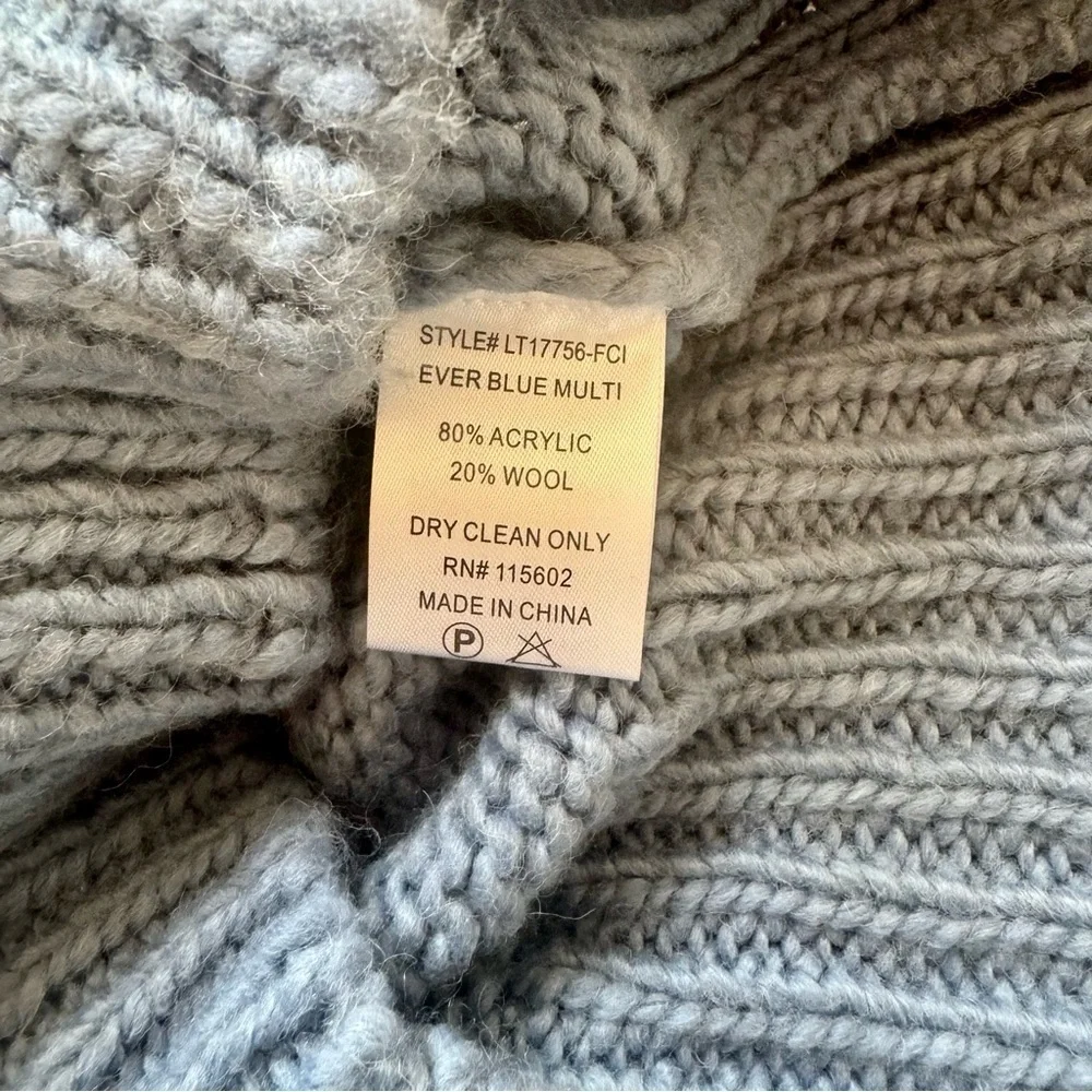 Lush Clothing Blue Sweater With Striped Sleeves